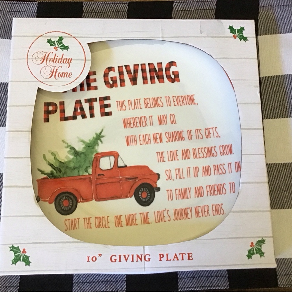 Plaid Edge Giving Plate with Red Truck